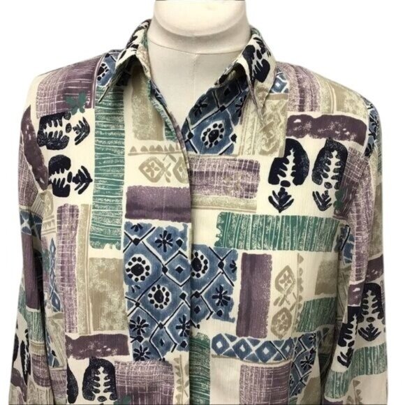 Alfred Dunner Women’s Long Sleeve Button Down Shirt, Multicolor, size 14 - Picture 3 of 8